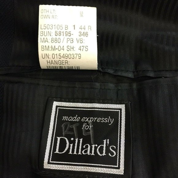 Dillards Ralph Lauren Suit Jacket Blazer Sports Coat Mens 44R Wool Black - Picture 10 of 12